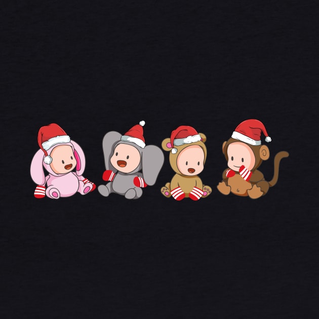 Pets With Santa Hats Cute Christmas by Skylane